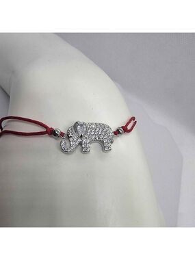 925 Sterling Silver Elephant Good Luck Red String Bracelet